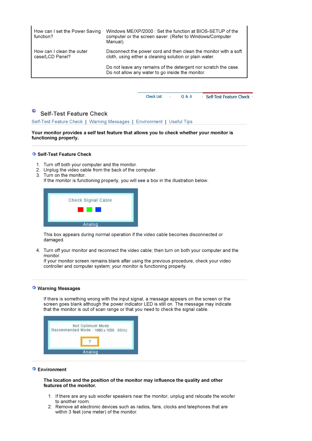 Samsung 2220WM manual Self-Test Feature Check 