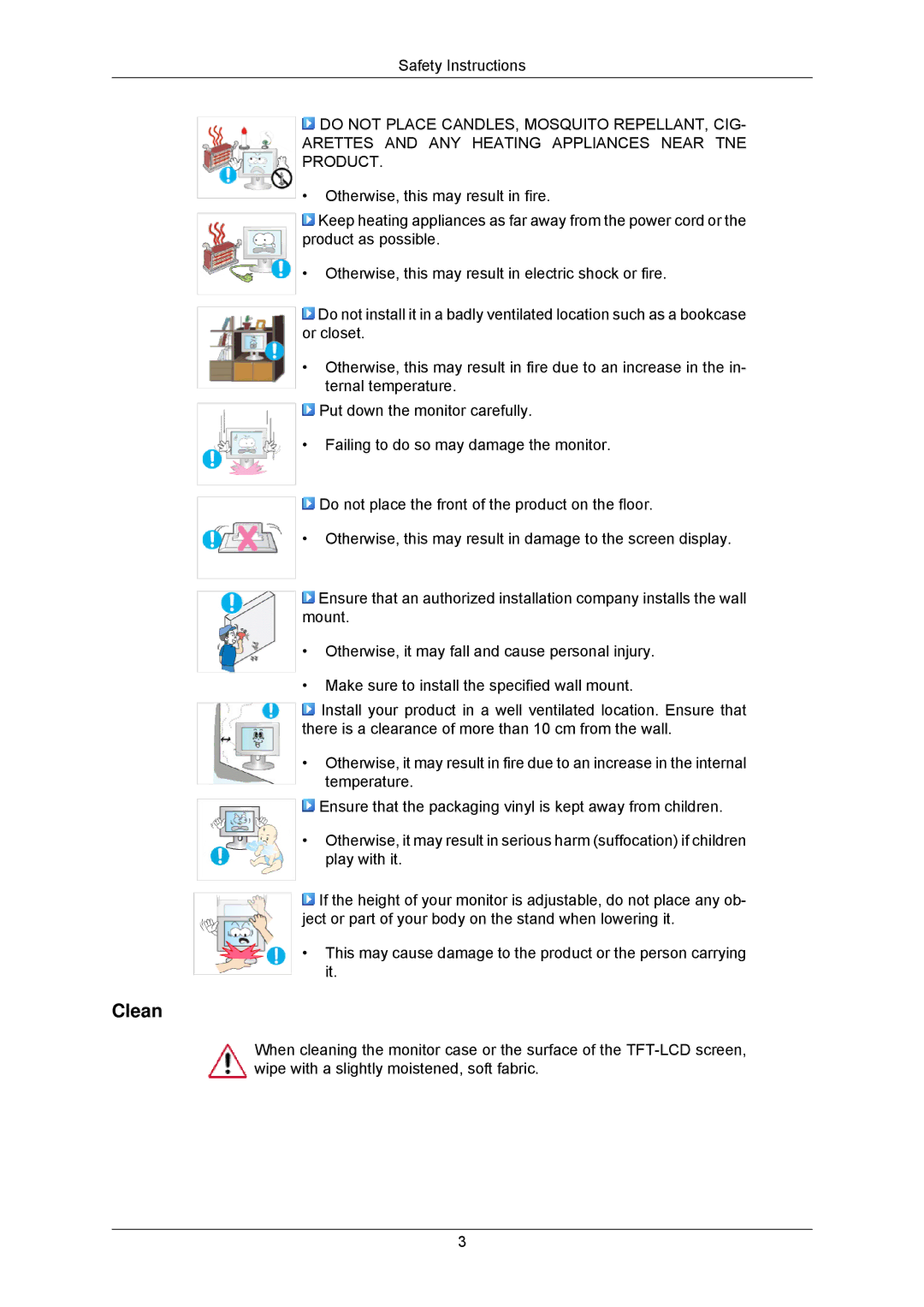 Samsung 2233GW, 8110 user manual Clean 