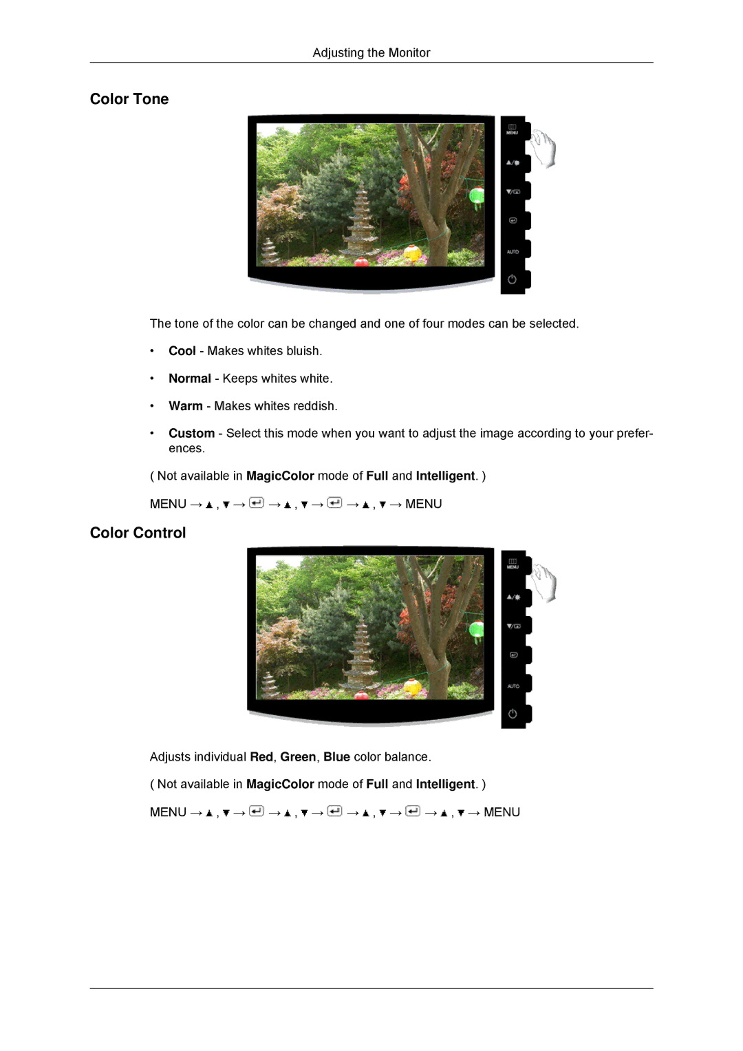 Samsung 2033SN, 2233SN user manual Color Tone, Color Control 