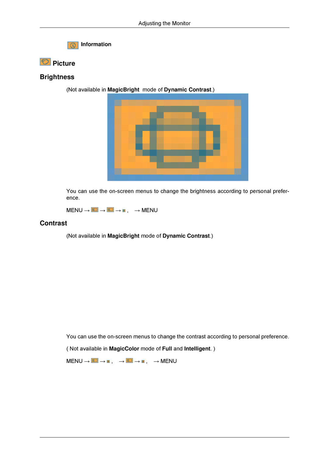 Samsung 2033SN, 2233SN user manual Picture Brightness 