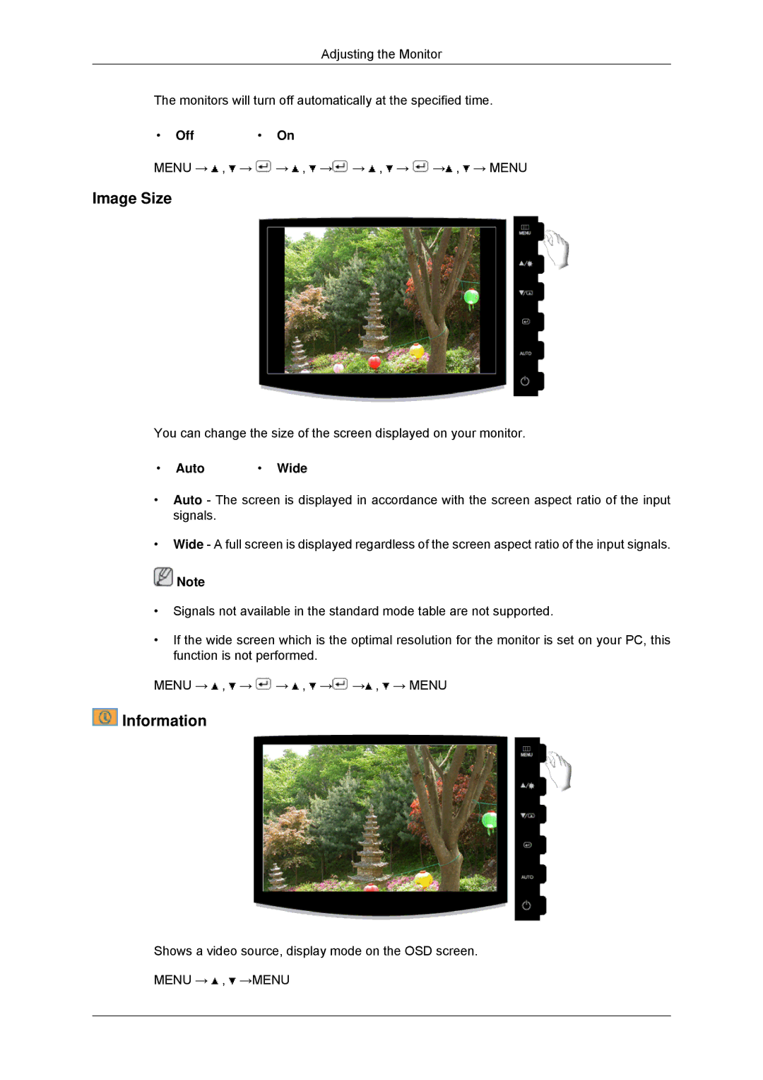 Samsung 2233SN, 2033SN user manual Image Size 