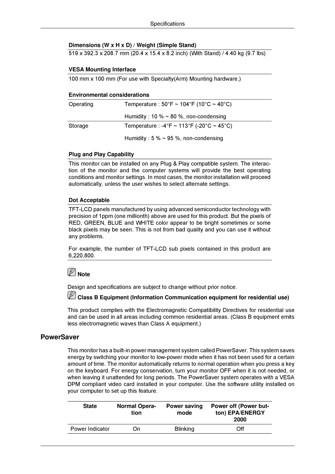 Samsung 2033SN, 2233SN user manual PowerSaver 