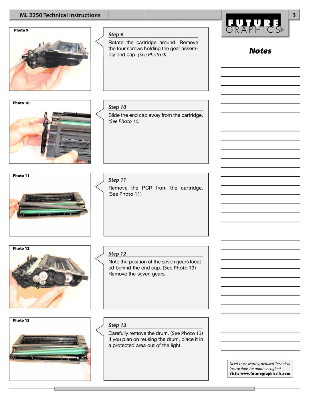 Samsung 2250 manual Remove the PCR from the cartridge. See Photo 