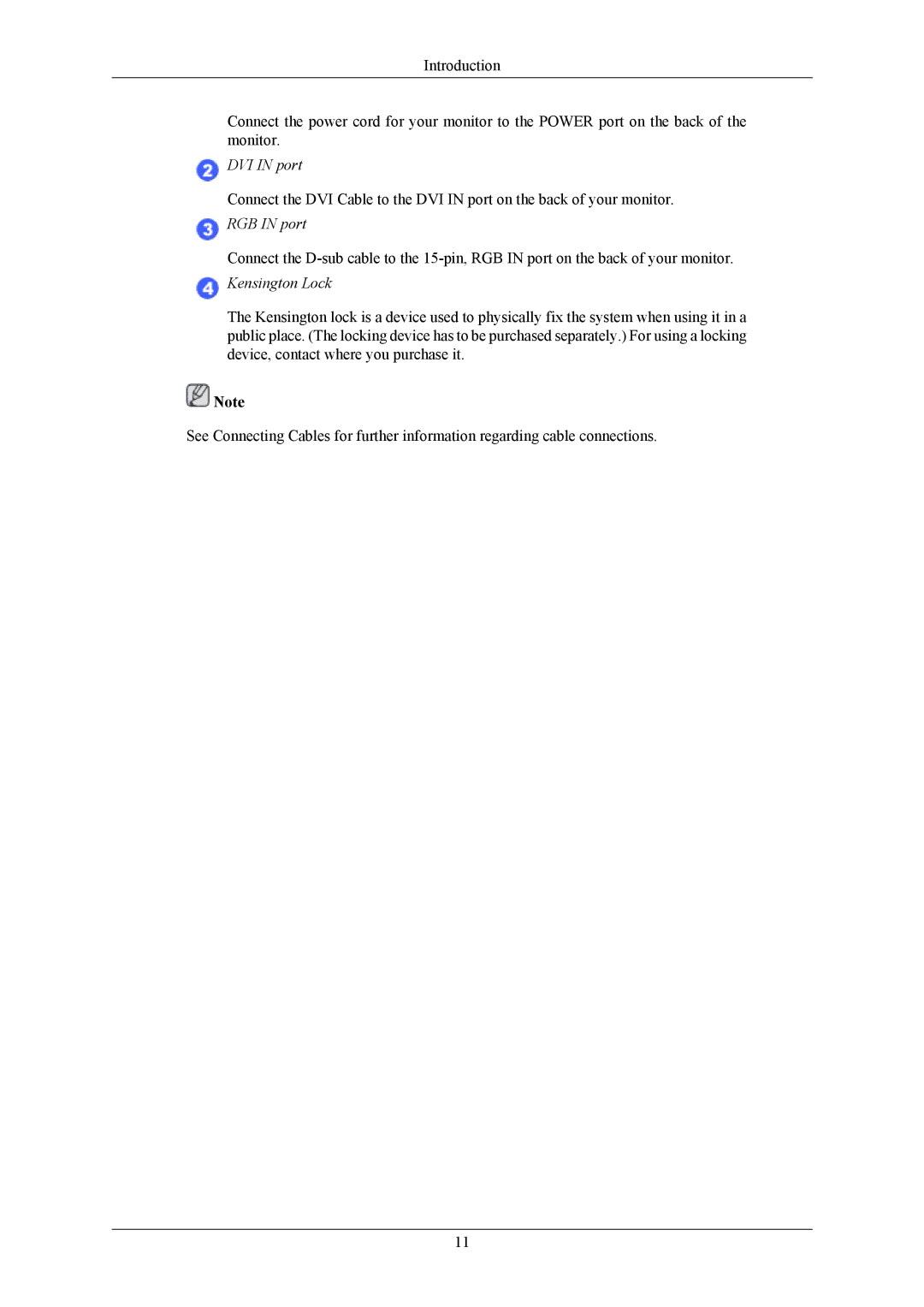 Samsung 2253LW, 2253BW user manual DVI in port 