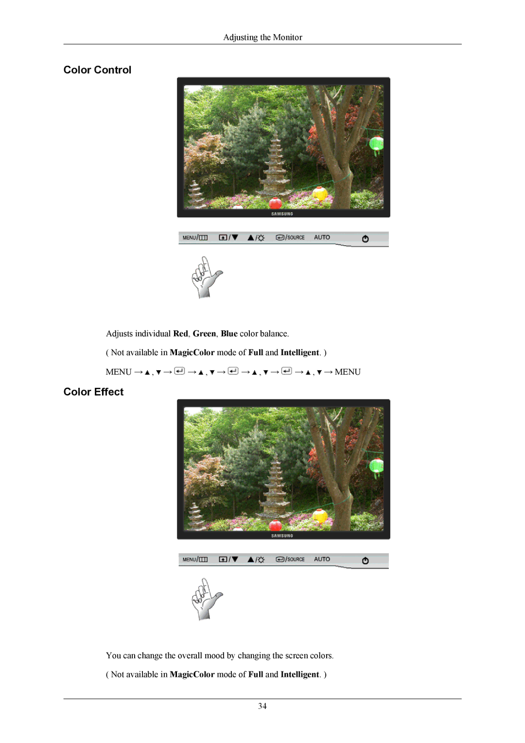 Samsung 2253BW, 2253LW user manual Color Control, Color Effect 