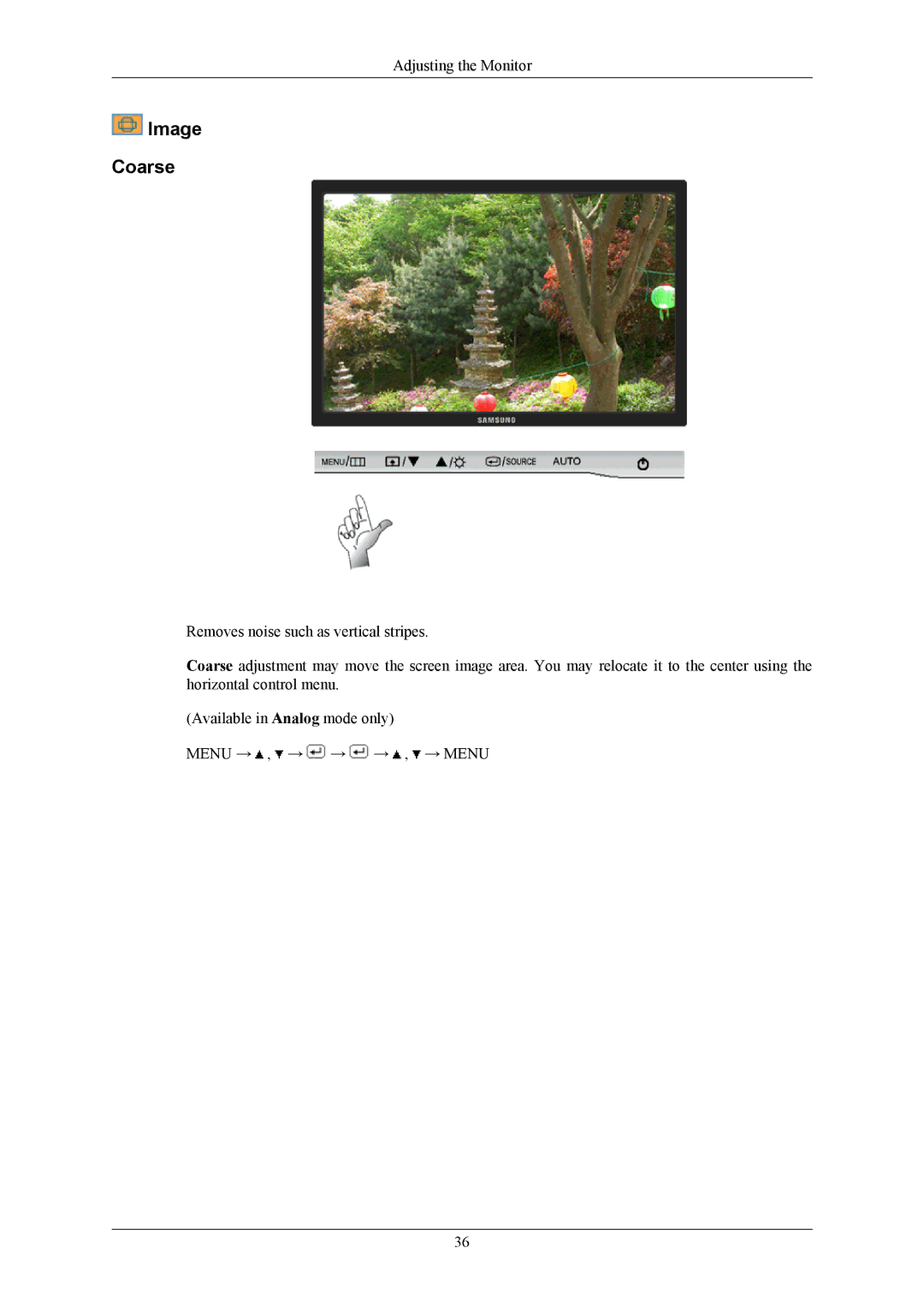 Samsung 2253BW, 2253LW user manual Image Coarse 