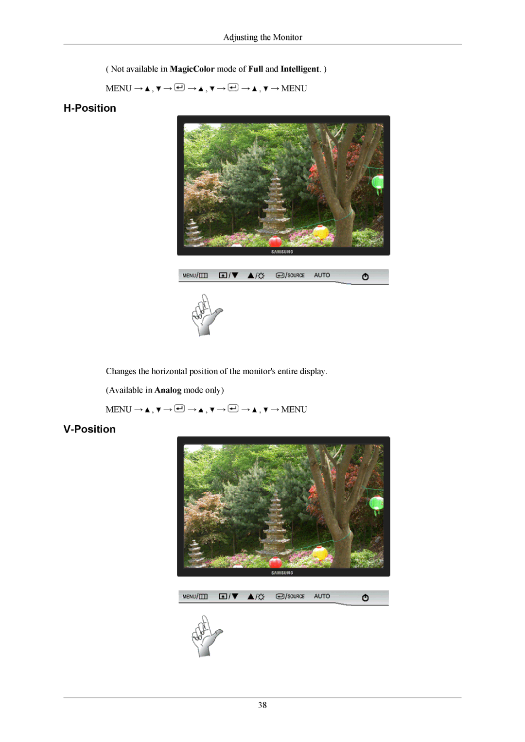 Samsung 2253BW, 2253LW user manual Position 