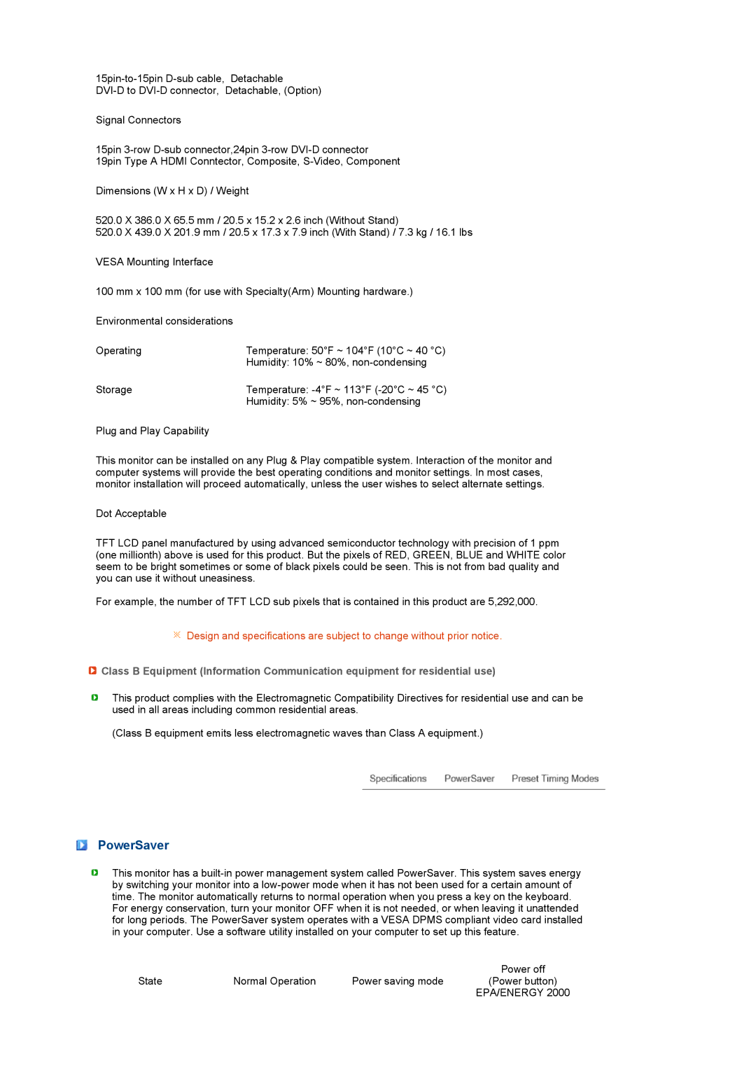 Samsung 225MS manual PowerSaver, Epa/Energy 