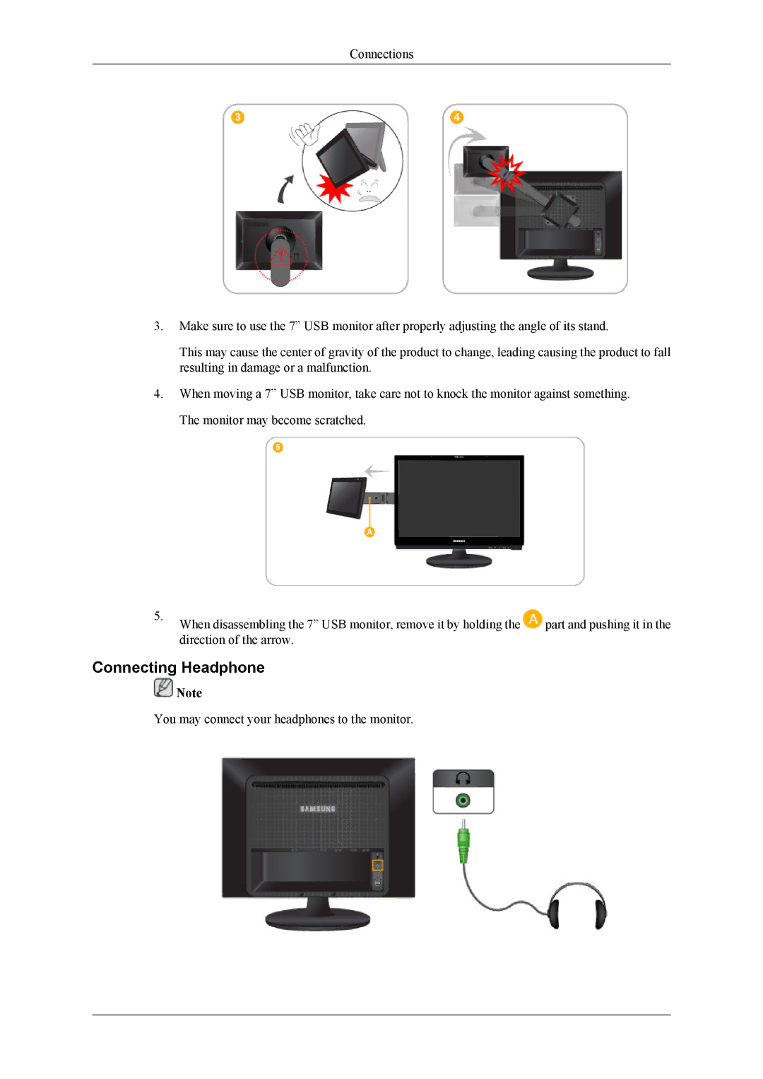 Samsung 2263DX user manual Connecting Headphone 