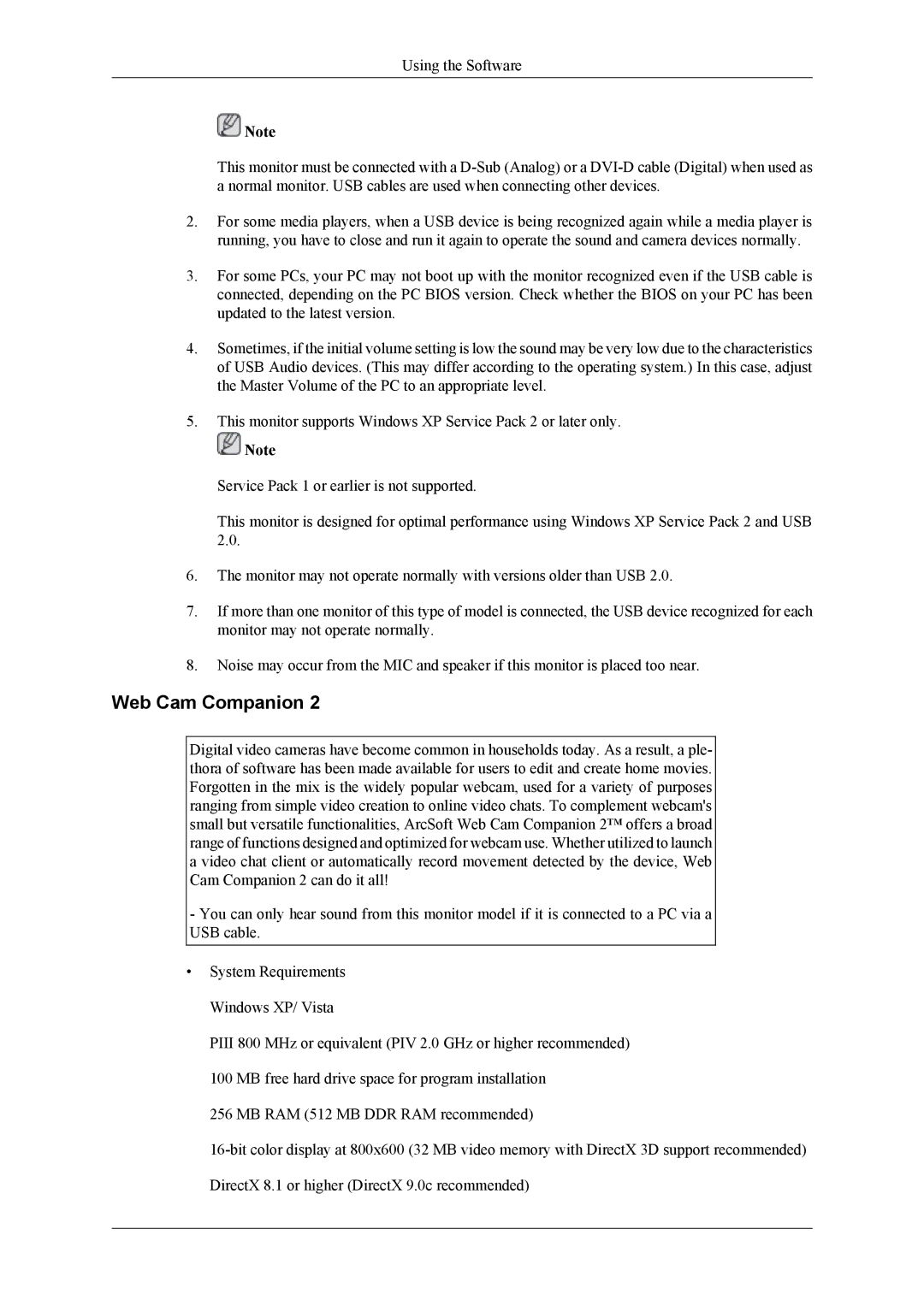 Samsung 2263DX user manual Web Cam Companion 