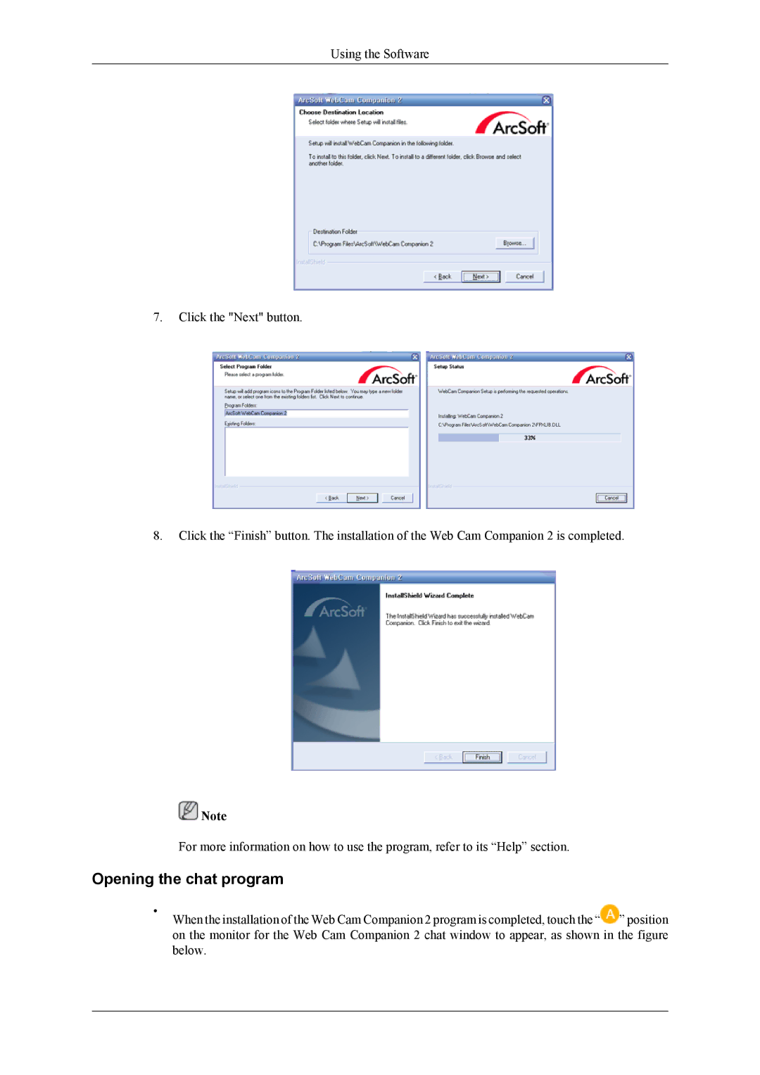 Samsung 2263DX user manual Opening the chat program 