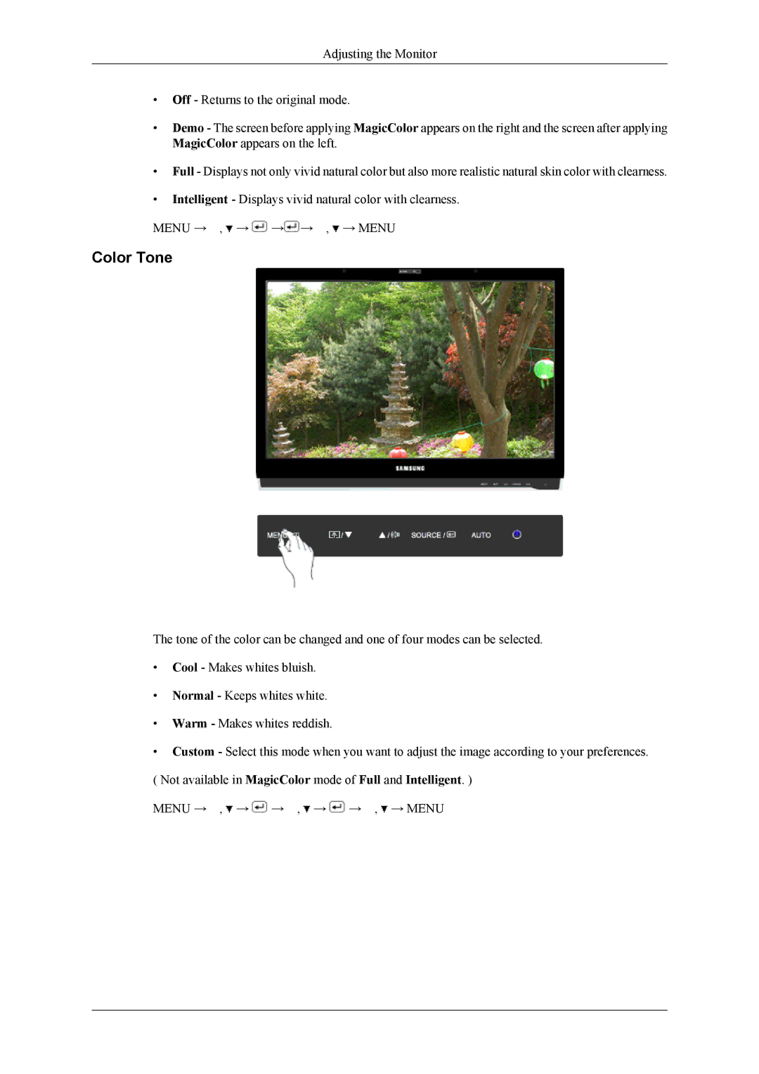 Samsung 2263DX user manual Color Tone 