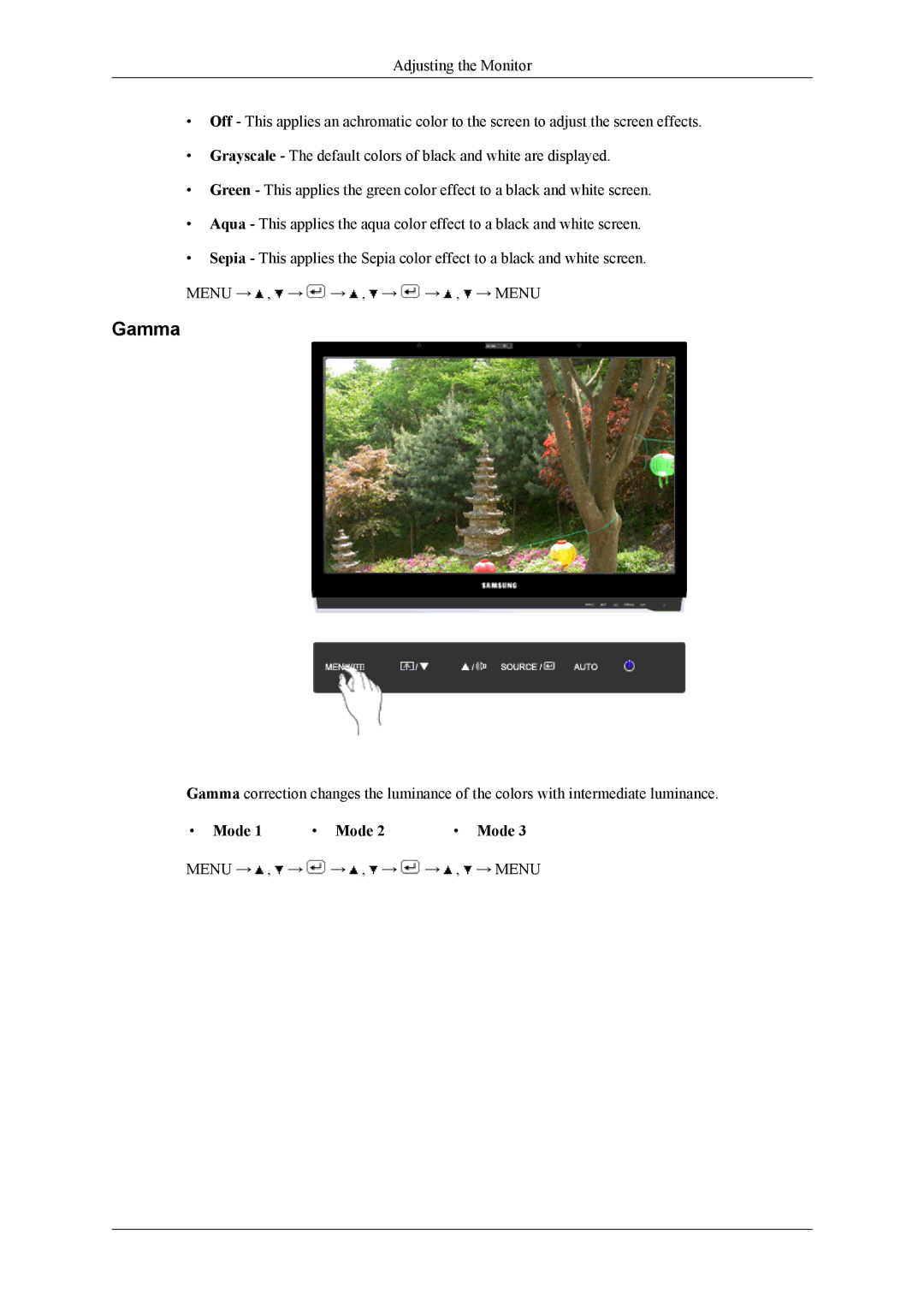 Samsung 2263DX user manual Gamma, Mode 1 Mode 2 Mode 