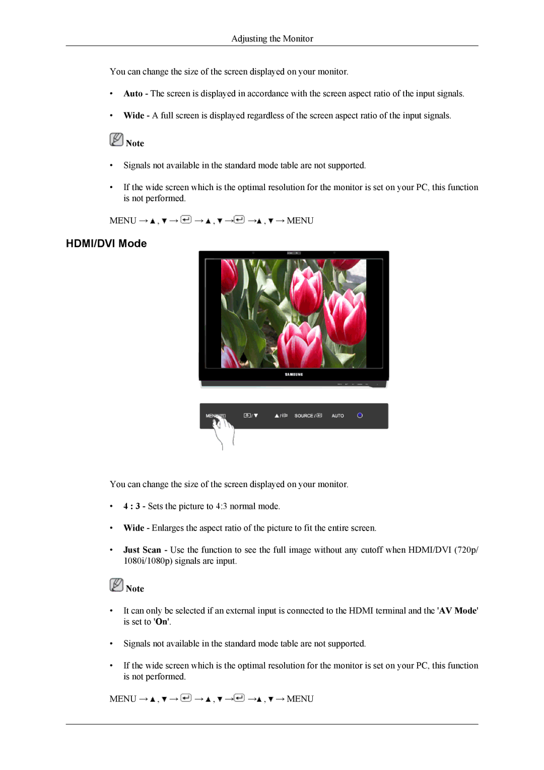 Samsung 2263DX user manual HDMI/DVI Mode 