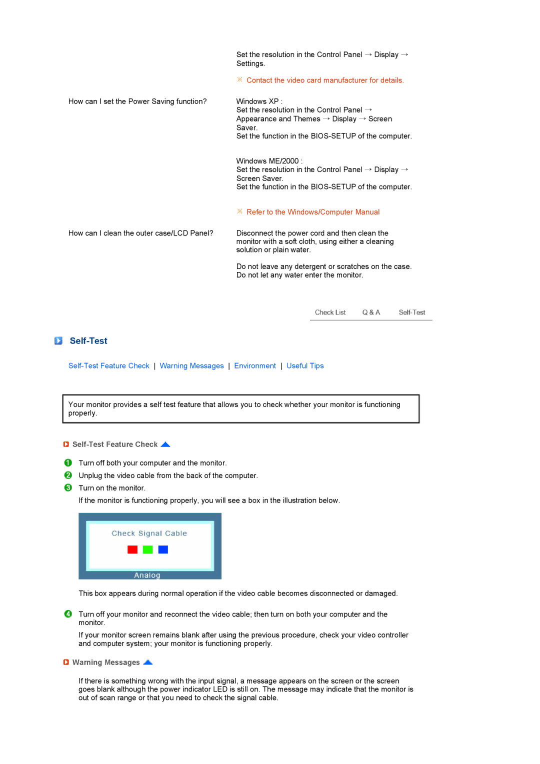 Samsung 226CW manual Self-Test Feature Check 