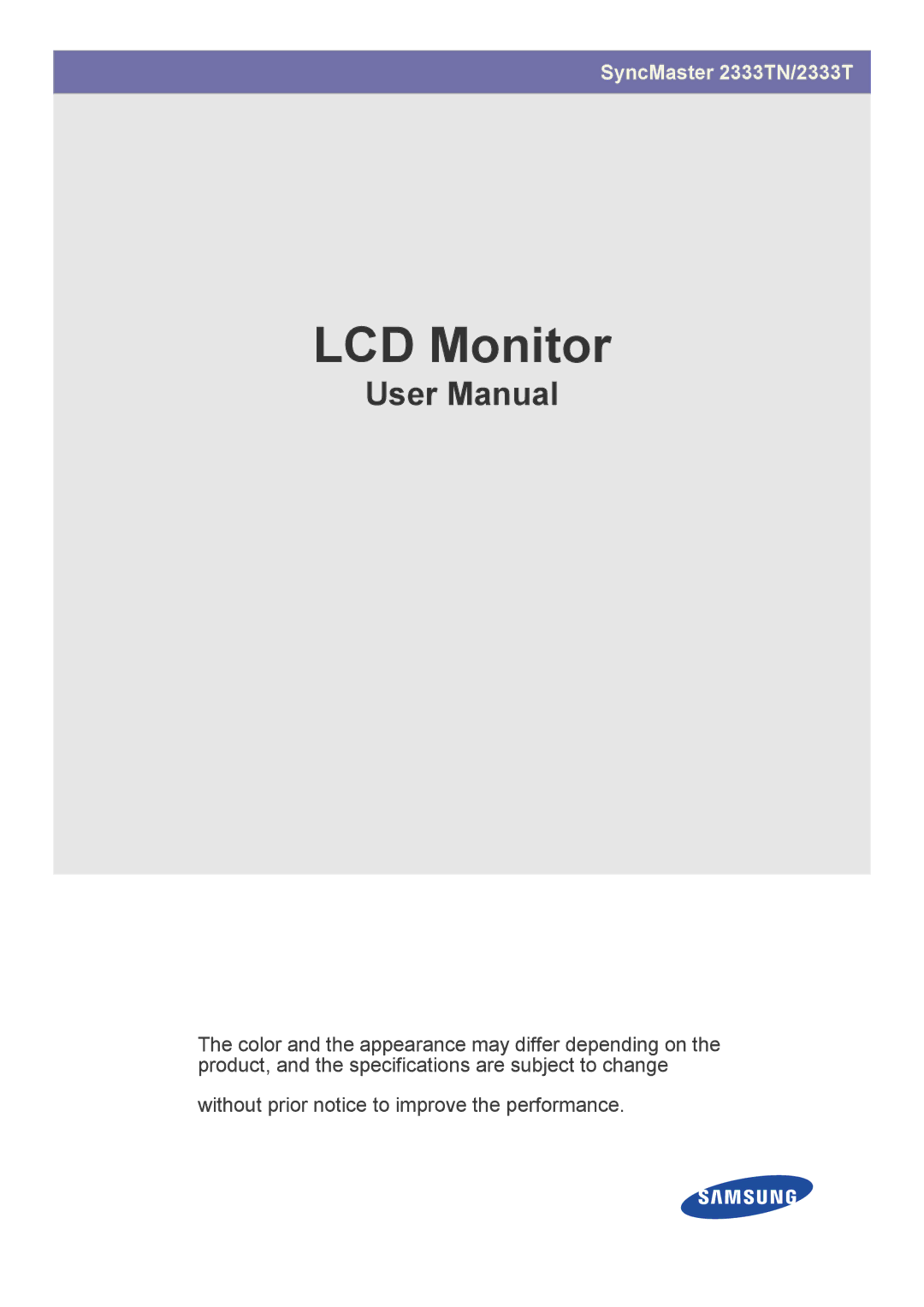 Samsung 2333TN user manual LCD Monitor 