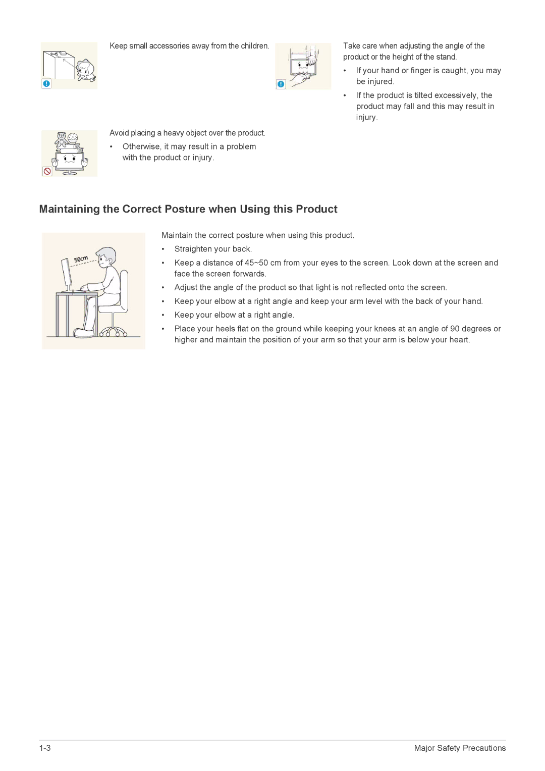 Samsung 2333TN user manual Maintaining the Correct Posture when Using this Product 