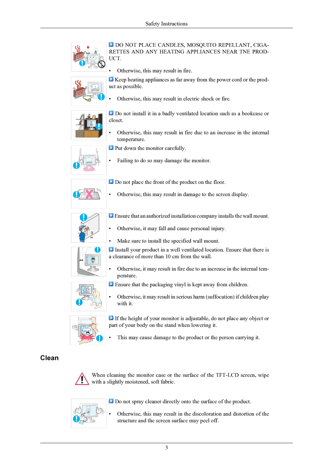 Samsung 2433BW user manual Clean 