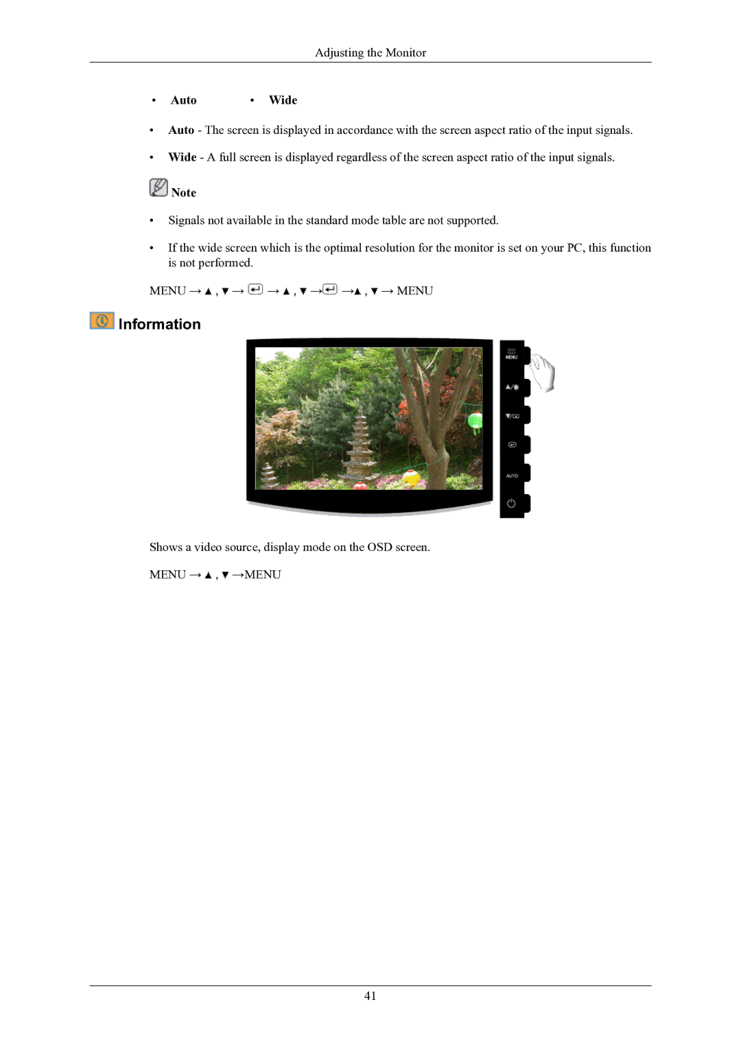 Samsung 2433BW user manual Information, Auto Wide 