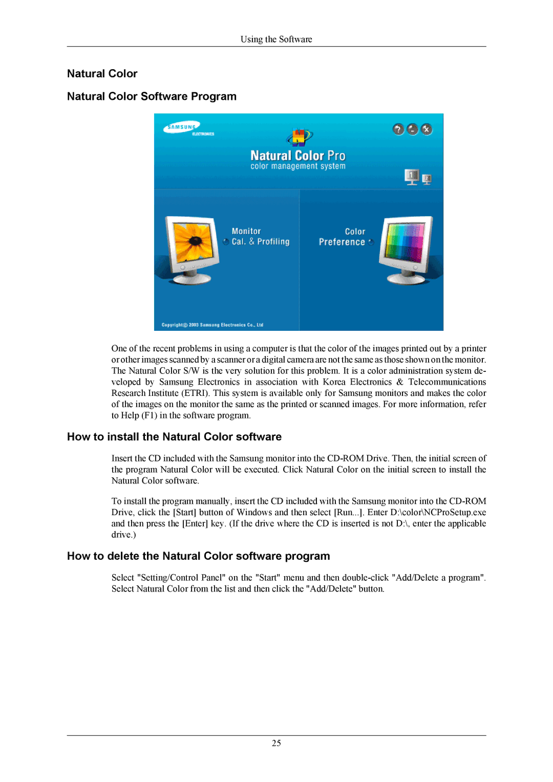 Samsung 2433BW user manual Natural Color Natural Color Software Program, How to install the Natural Color software 