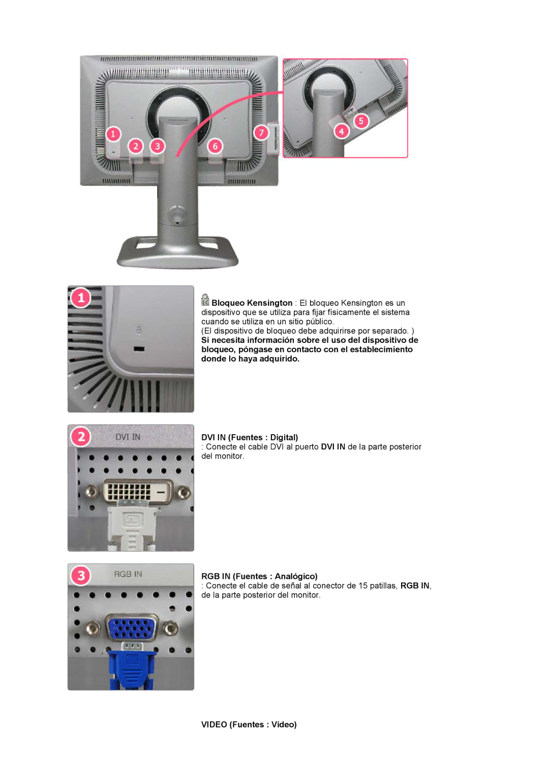 Samsung 244T manual RGB in Fuentes Analógico, Video Fuentes Vídeo 