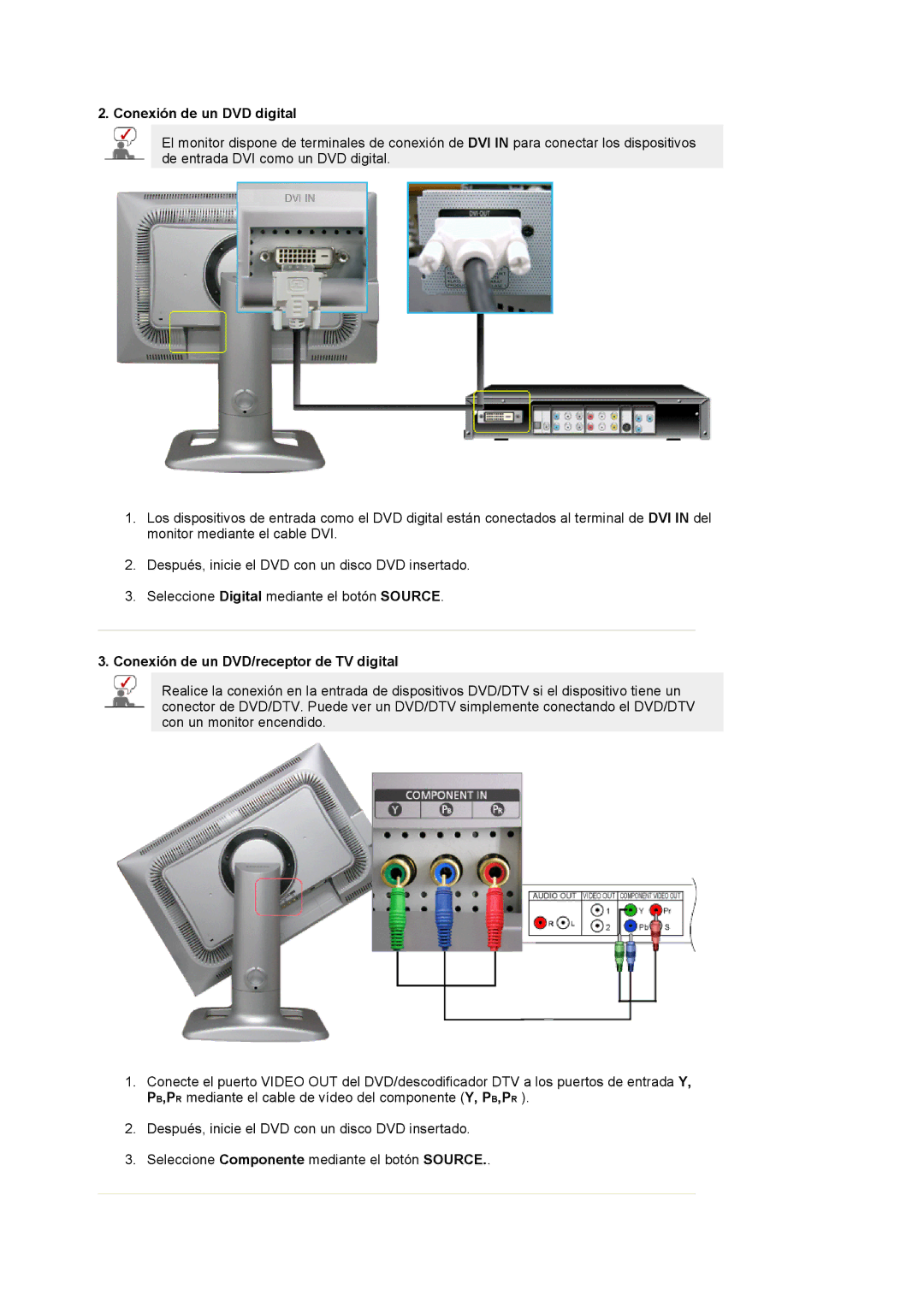 Samsung 244T manual Conexión de un DVD digital, Conexión de un DVD/receptor de TV digital 