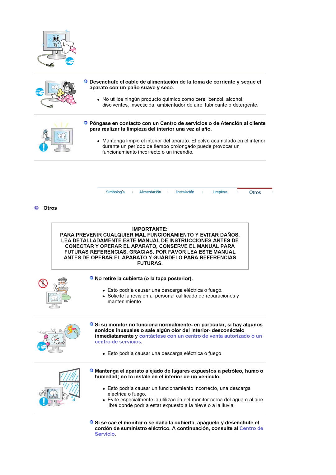 Samsung 244T manual Otros, No retire la cubierta o la tapa posterior 