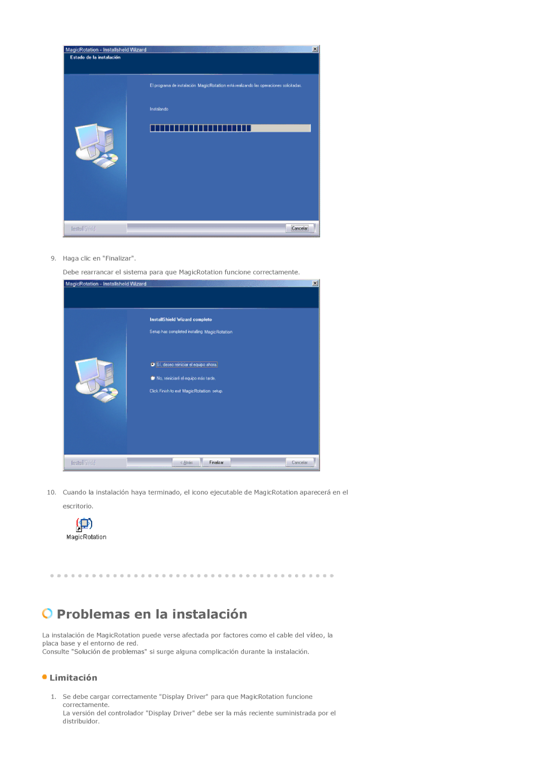 Samsung 244T manual Problemas en la instalación 