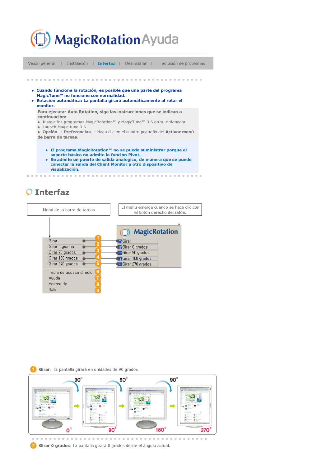 Samsung 244T manual Interfaz 