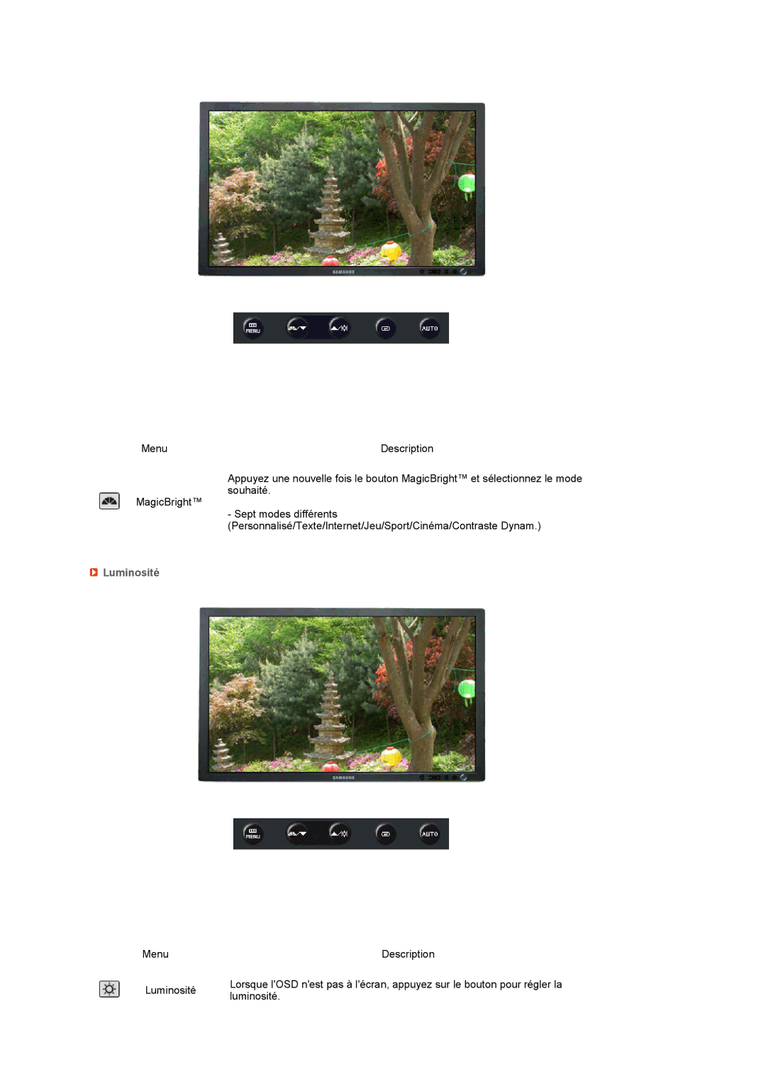 Samsung 245B manual Luminosité 