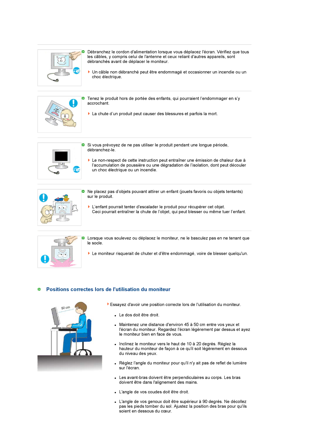 Samsung 245B manual Positions correctes lors de lutilisation du moniteur 