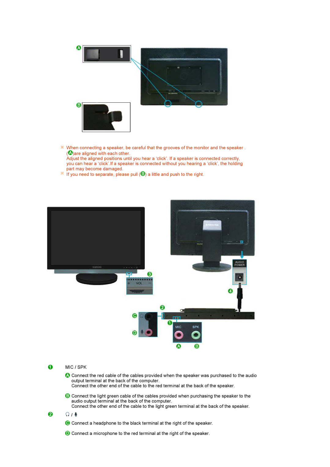 Samsung 245B, 245BW manual Mic / Spk 