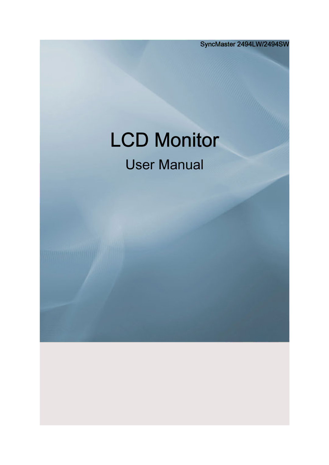 Samsung user manual LCD Monitor, SyncMaster 2494LW/2494SW 