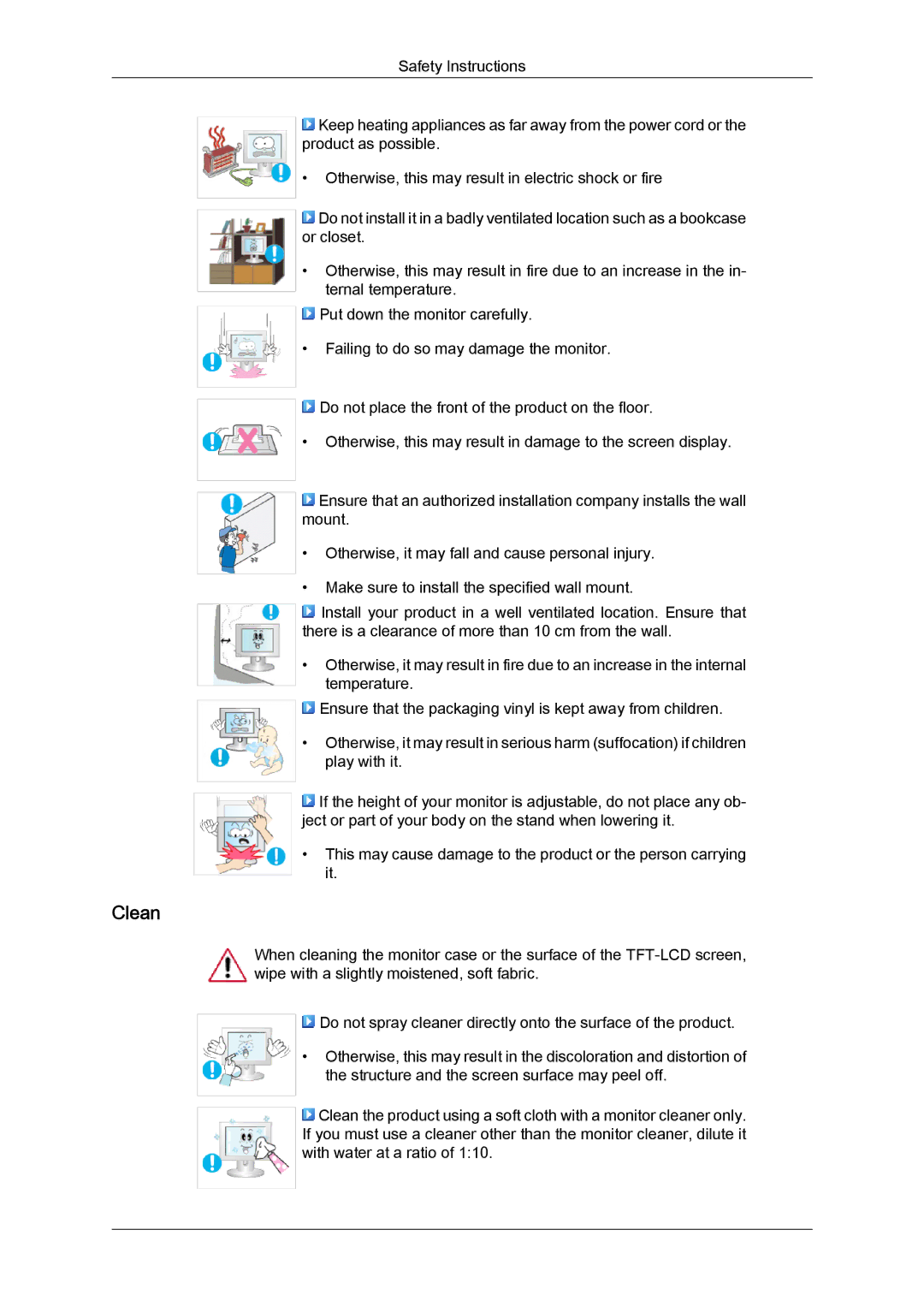 Samsung 2494LW user manual Clean 