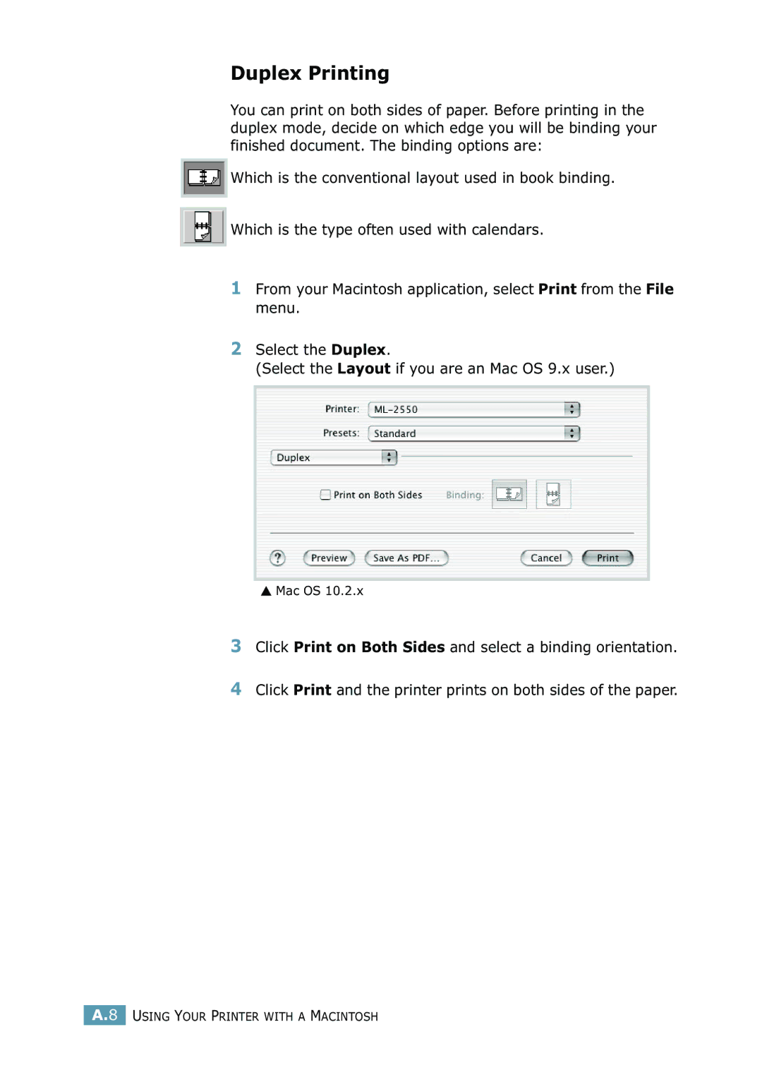 Samsung 2550 manual Duplex Printing 