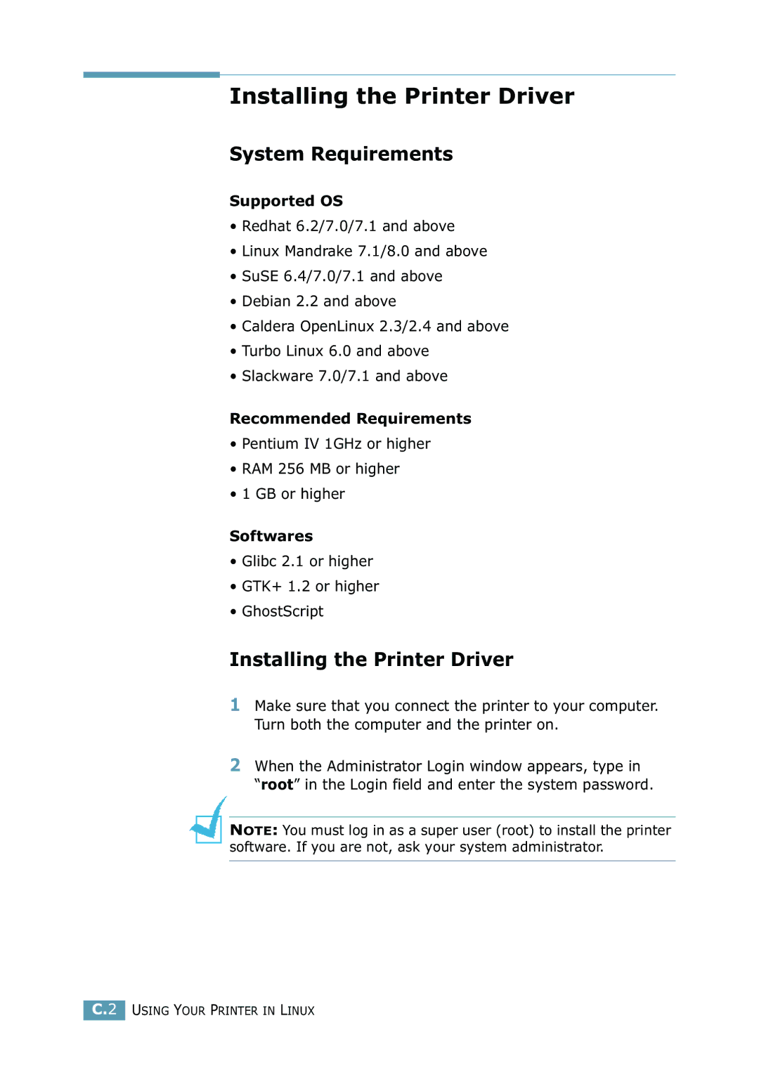 Samsung 2550 manual Installing the Printer Driver, System Requirements 