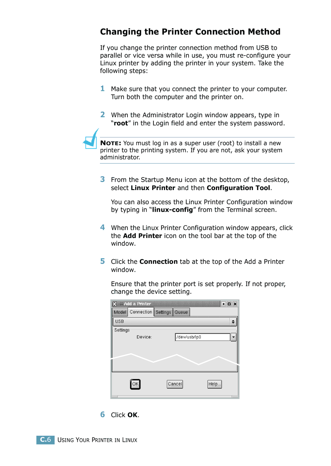 Samsung 2550 manual Changing the Printer Connection Method 