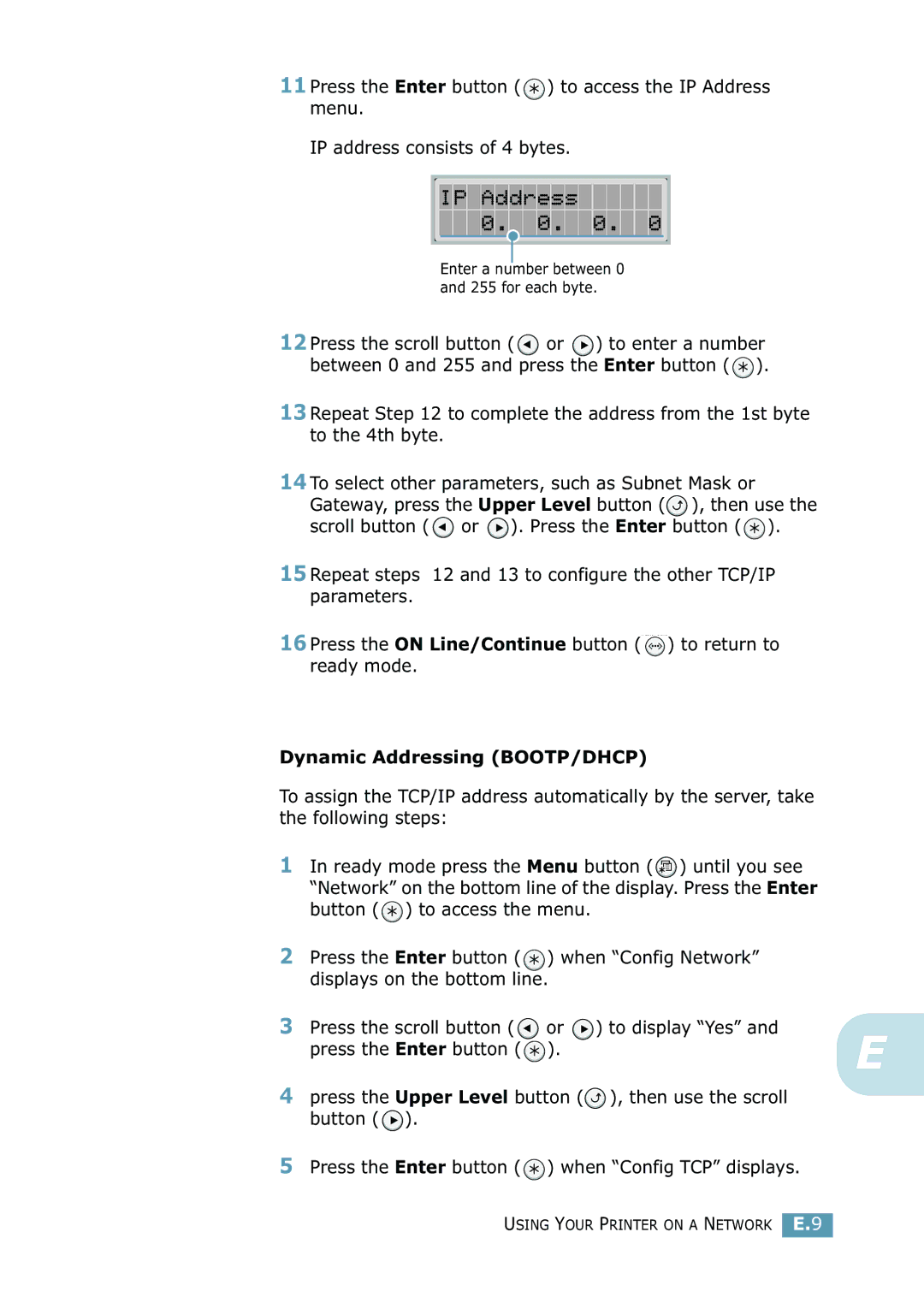 Samsung 2550 manual Dynamic Addressing BOOTP/DHCP 