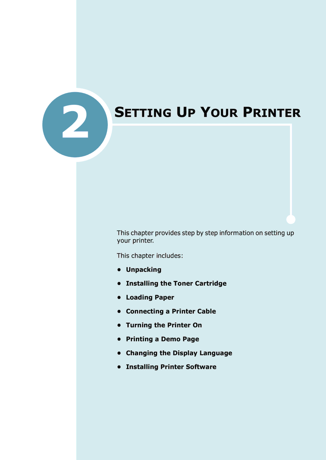 Samsung 2550 manual Setting UP Your Printer 