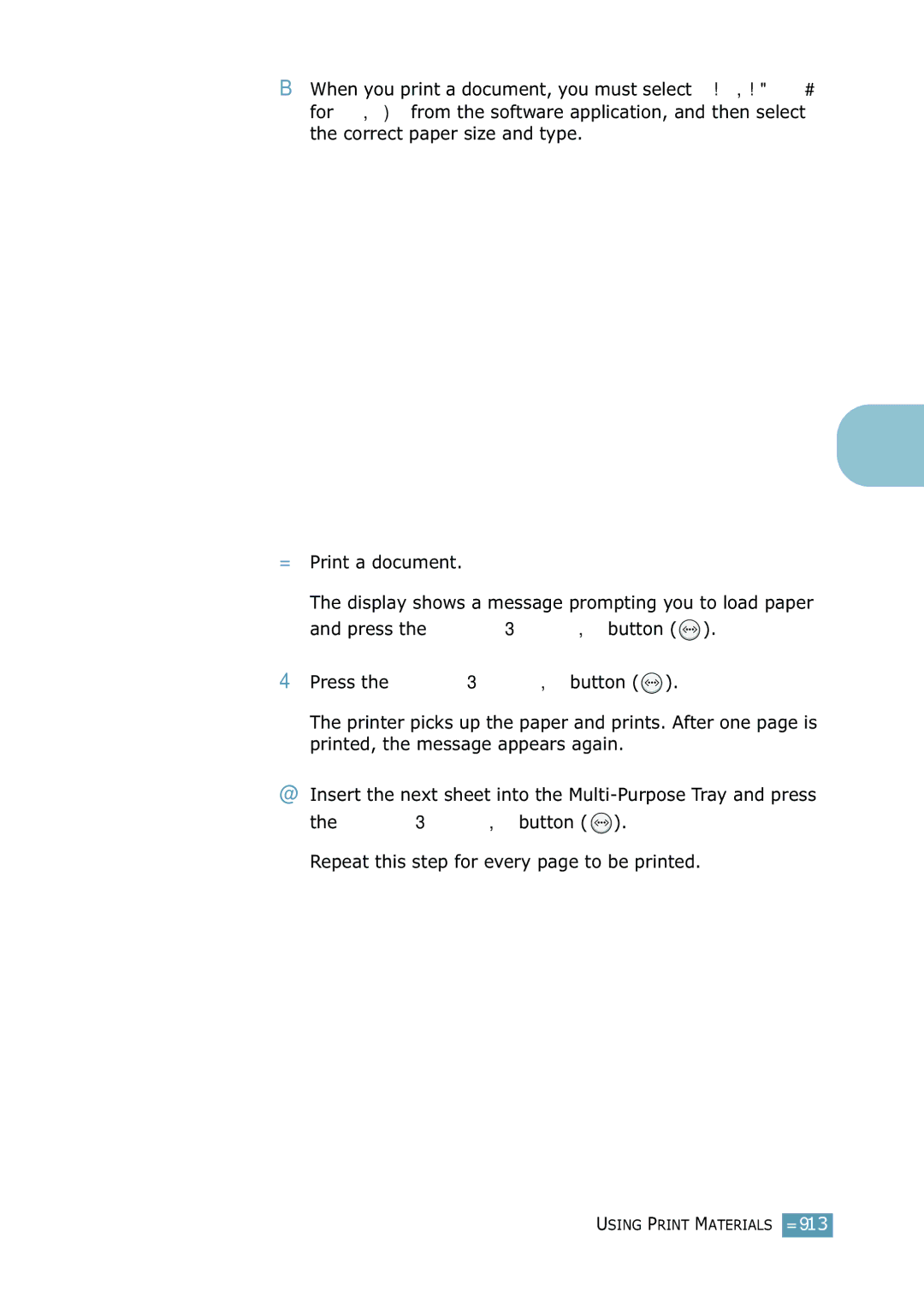 Samsung 2550 manual Using Print Materials 