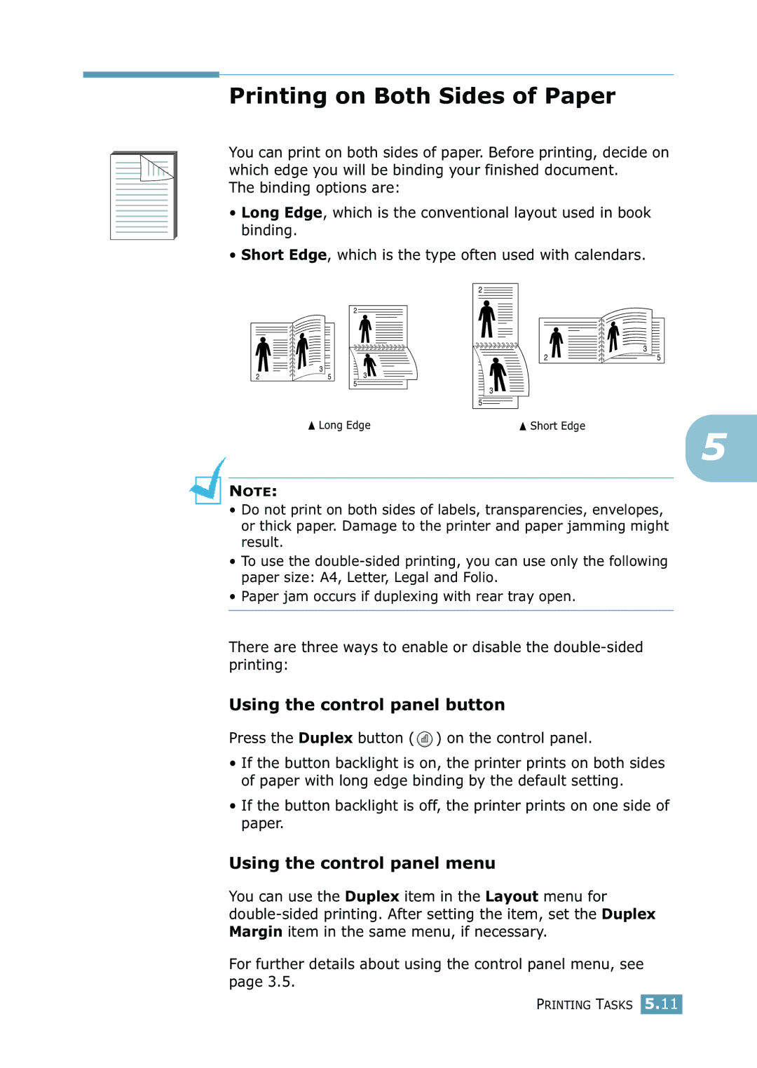 Samsung 2550 manual Printing on Both Sides of Paper, Press the Duplex button on the control panel 