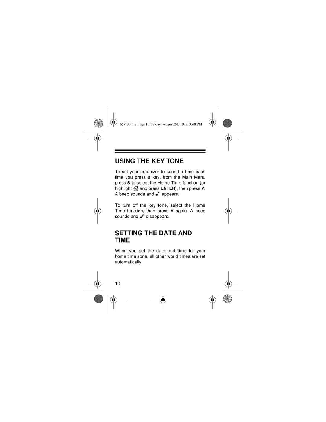 Samsung 256K owner manual Using the KEY Tone, Setting the Date and Time 