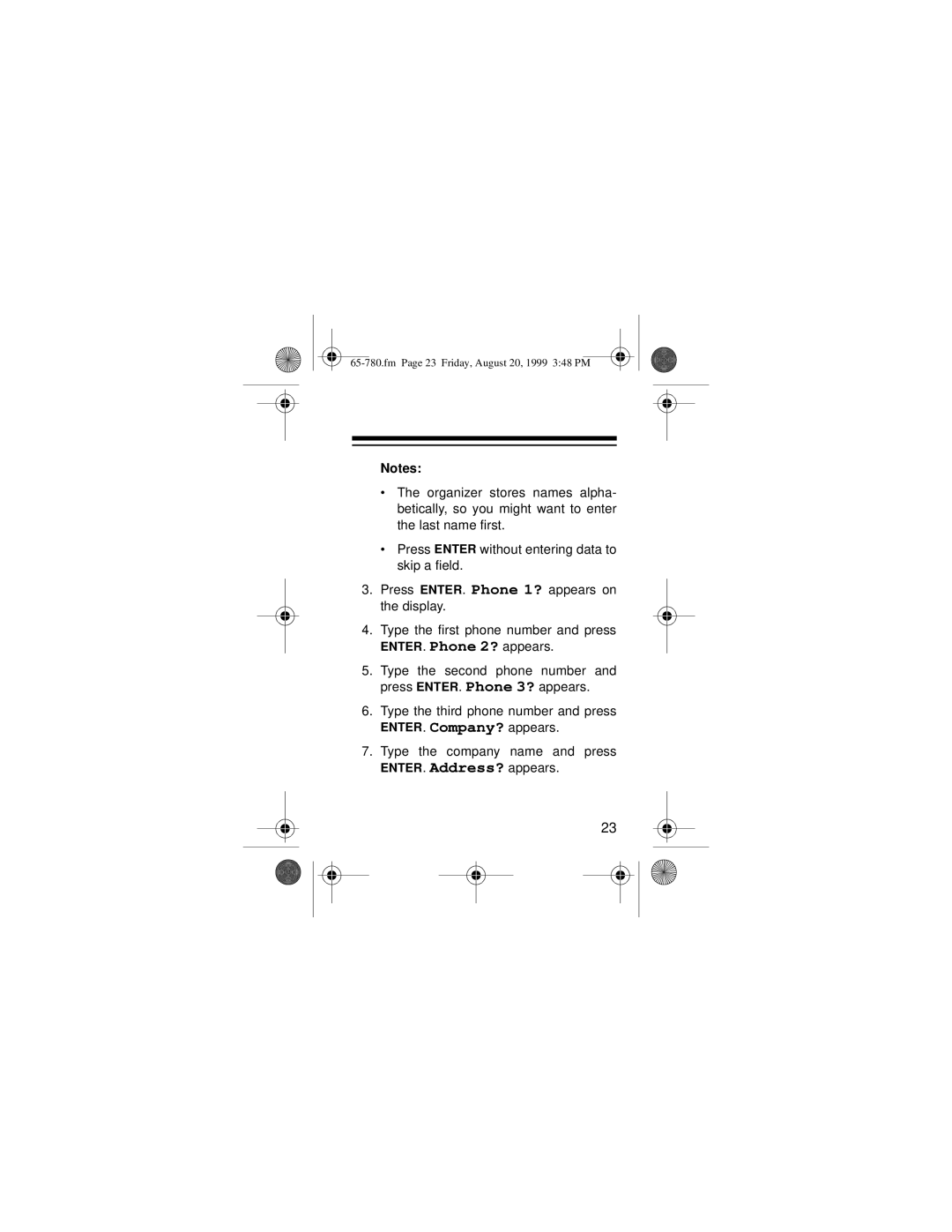 Samsung 256K owner manual Fm Page 23 Friday, August 20, 1999 348 PM 