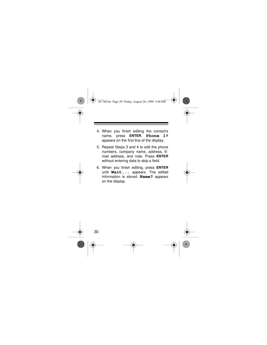 Samsung 256K owner manual Fm Page 30 Friday, August 20, 1999 348 PM 