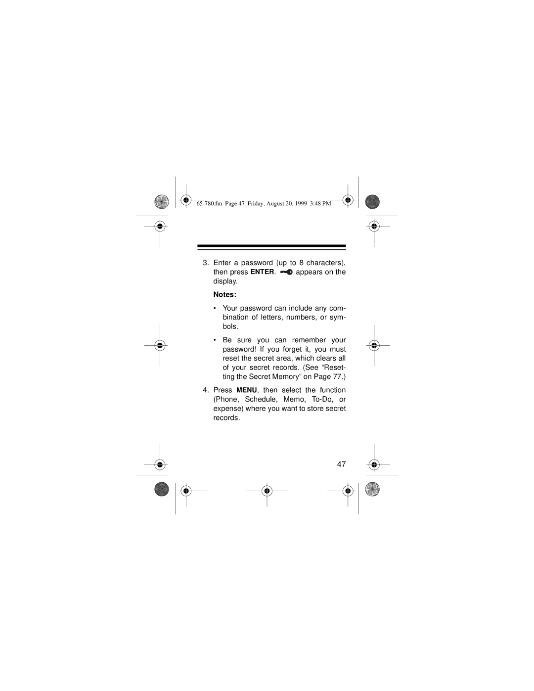 Samsung 256K owner manual Fm Page 47 Friday, August 20, 1999 348 PM 