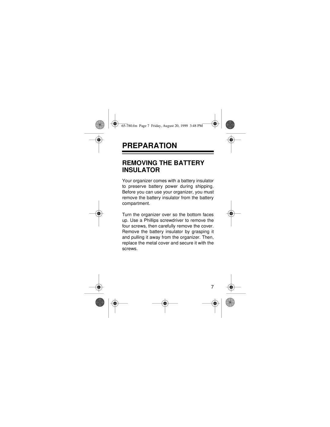 Samsung 256K owner manual Preparation, Removing the Battery Insulator 