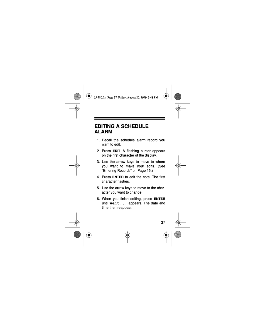 Samsung 256K owner manual Editing A Schedule Alarm 