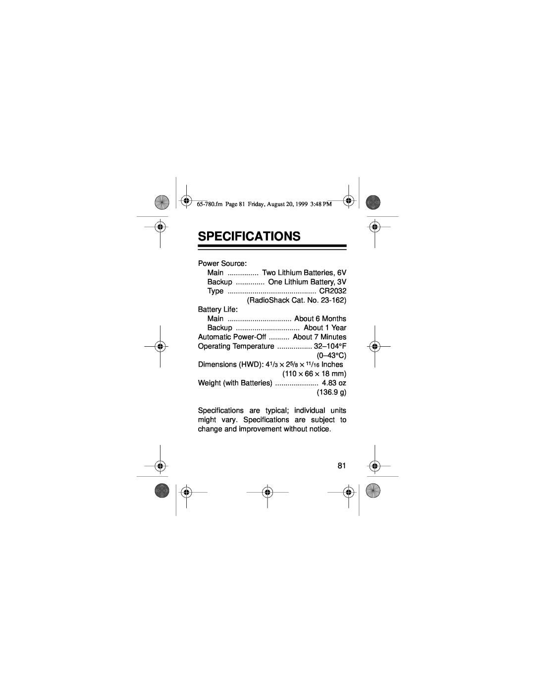 Samsung 256K owner manual Specifications 
