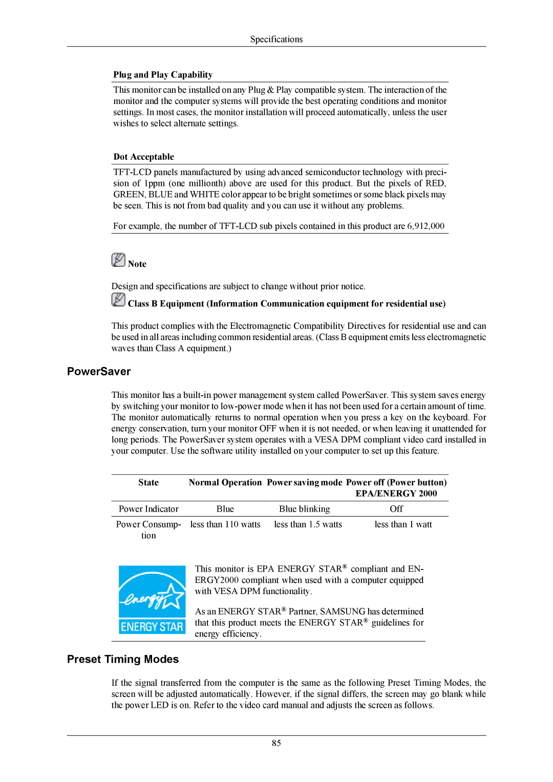 Samsung 2693HM, 2493HM user manual Epa/Energy 