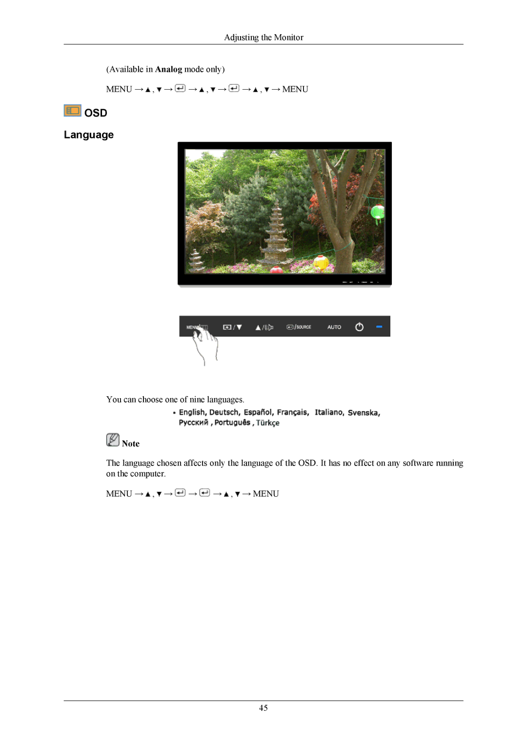 Samsung 2693HM, 2493HM user manual Osd, Language 